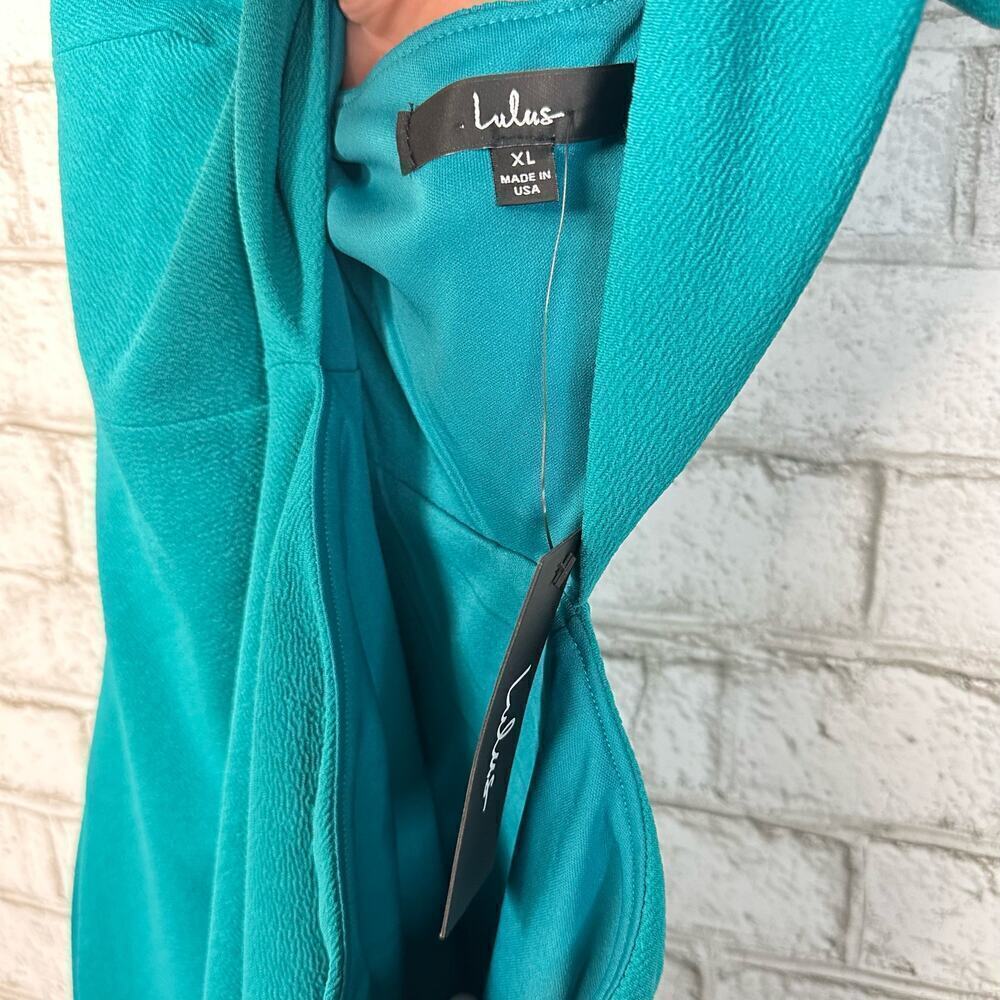 Lulus Dress Slice of Style One Shoulder Cut Out Mini Asymmetrical Teal Green XL - Picture 2 of 5